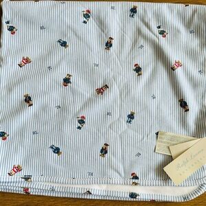 2 / $20 ‼️Ralph Lauren Blue Striped Blanket with Bear Preppy Design